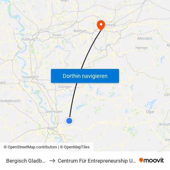 Bergisch Gladbach (S) to Centrum Für Entrepreneurship Und Transfer map