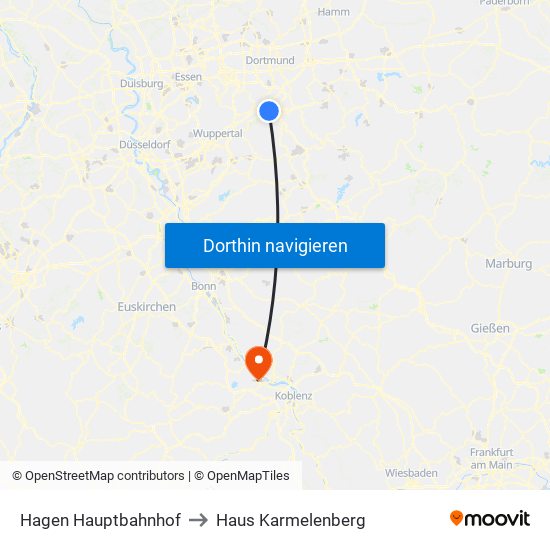 Hagen Hauptbahnhof to Haus Karmelenberg map
