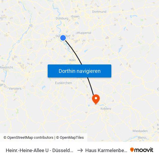 Heinr.-Heine-Allee U - Düsseldorf to Haus Karmelenberg map