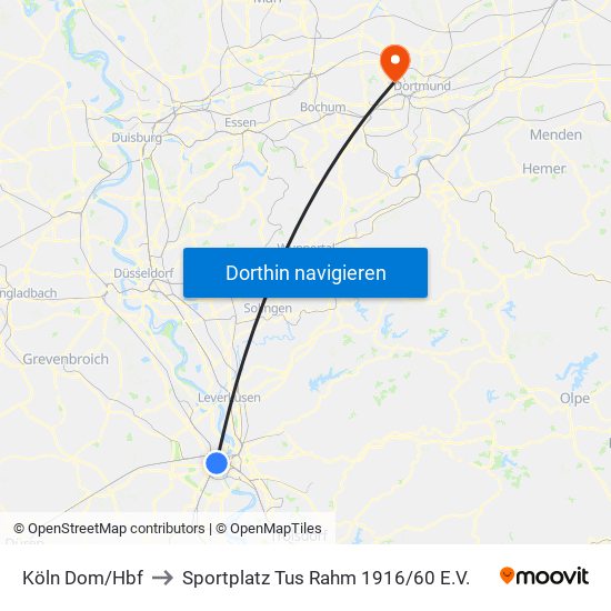 Köln Dom/Hbf to Sportplatz Tus Rahm 1916 / 60 E.V. map