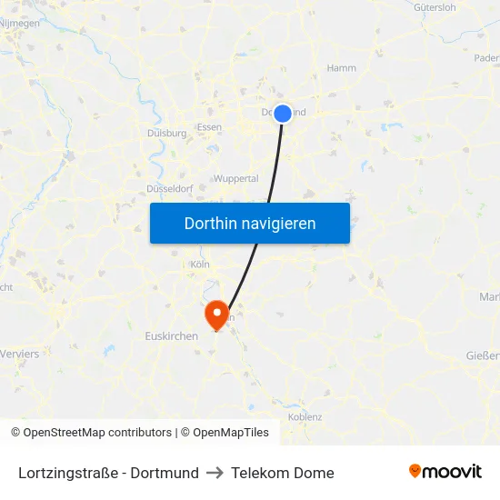 Lortzingstraße - Dortmund to Telekom Dome map