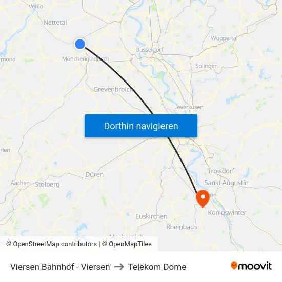 Viersen Bahnhof - Viersen to Telekom Dome map