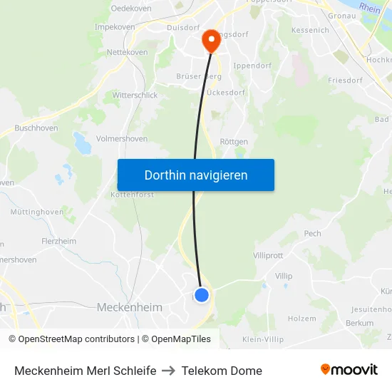 Meckenheim Merl Schleife to Telekom Dome map