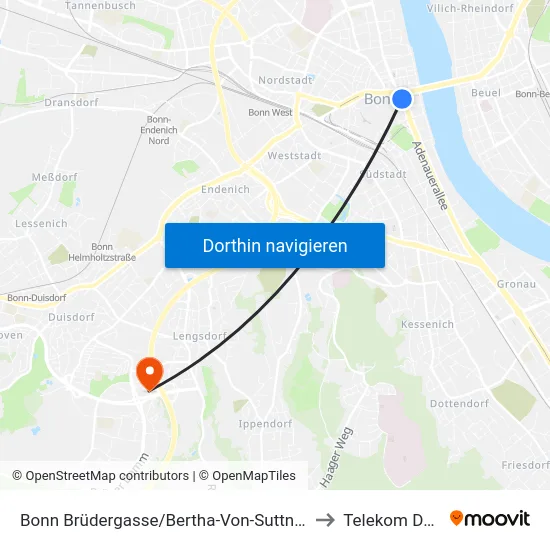Bonn Brüdergasse/Bertha-Von-Suttner-Platz to Telekom Dome map