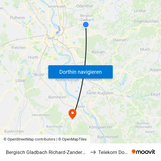 Bergisch Gladbach Richard-Zanders-Str. to Telekom Dome map