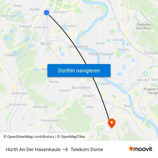 Hürth An Der Hasenkaule to Telekom Dome map