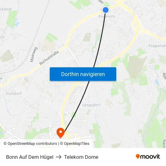 Bonn Auf Dem Hügel to Telekom Dome map