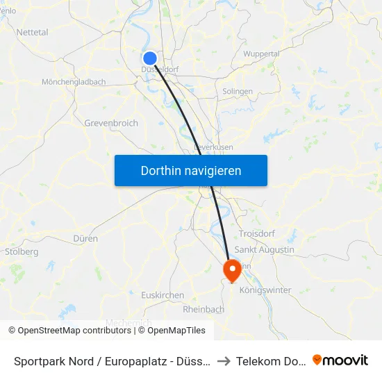 Sportpark Nord / Europaplatz - Düsseldorf to Telekom Dome map