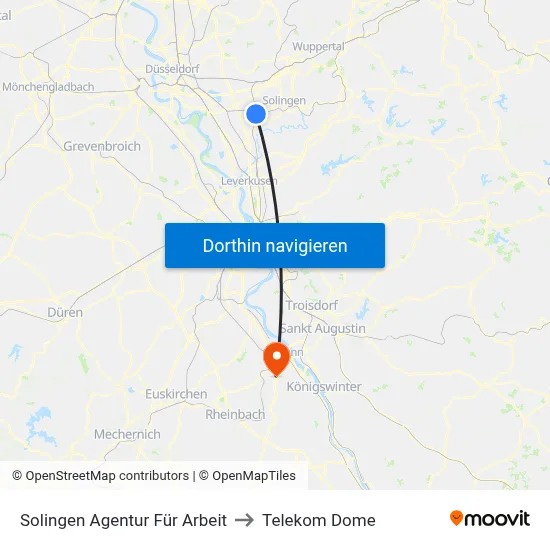 Solingen Agentur Für Arbeit to Telekom Dome map