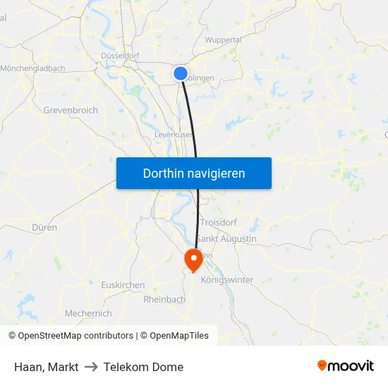 Haan, Markt to Telekom Dome map