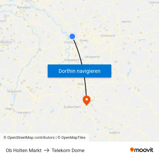 Ob Holten Markt to Telekom Dome map