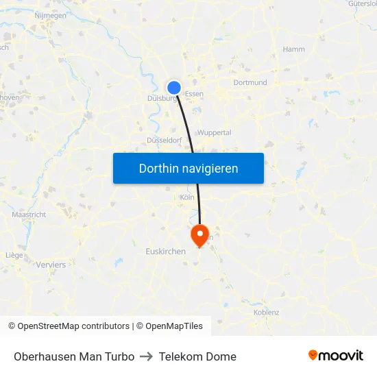 Oberhausen Man Turbo to Telekom Dome map