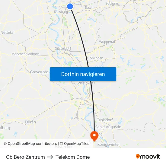 Ob Bero-Zentrum to Telekom Dome map