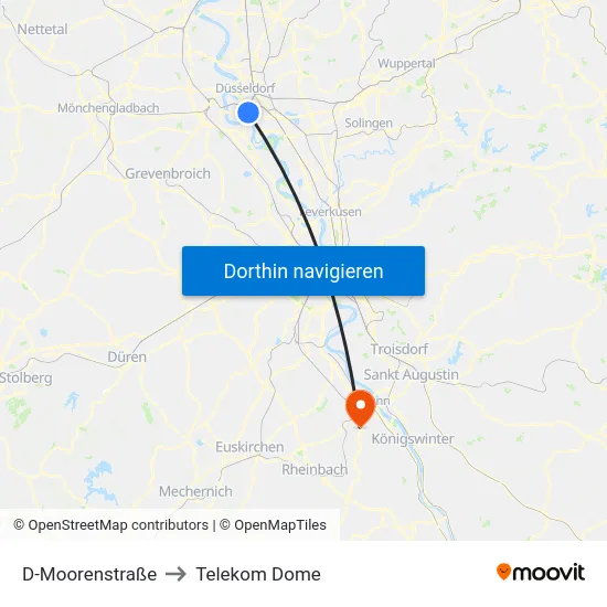 D-Moorenstraße to Telekom Dome map