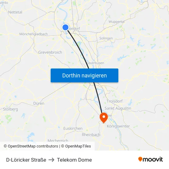 D-Löricker Straße to Telekom Dome map