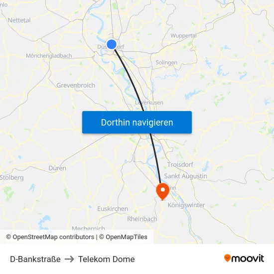 D-Bankstraße to Telekom Dome map