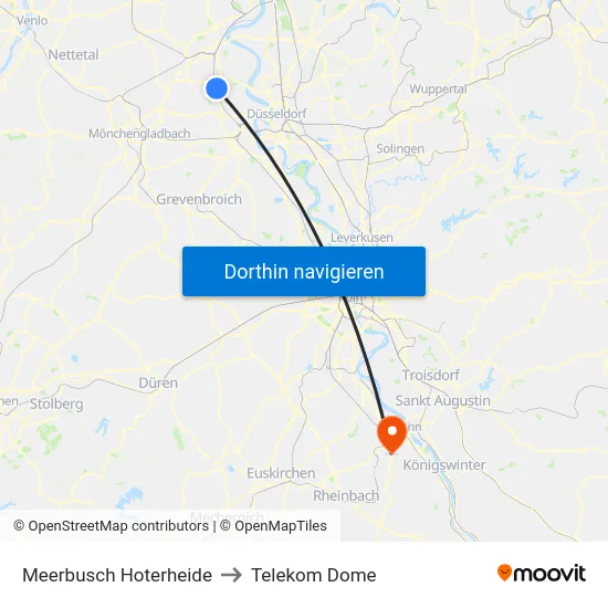 Meerbusch Hoterheide to Telekom Dome map