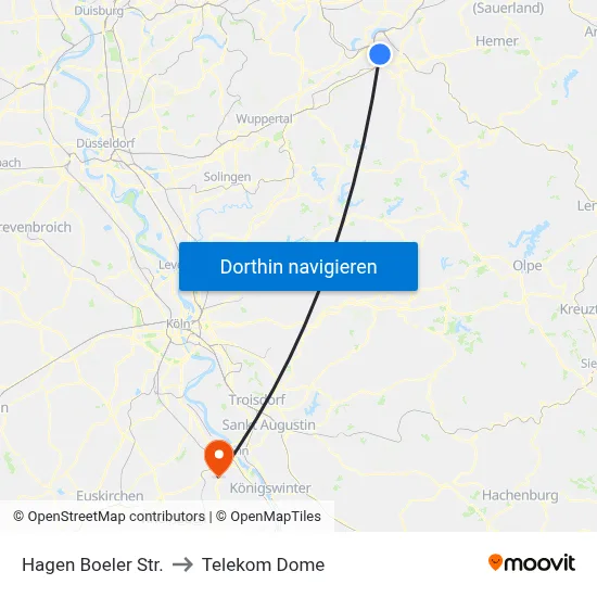 Hagen Boeler Str. to Telekom Dome map