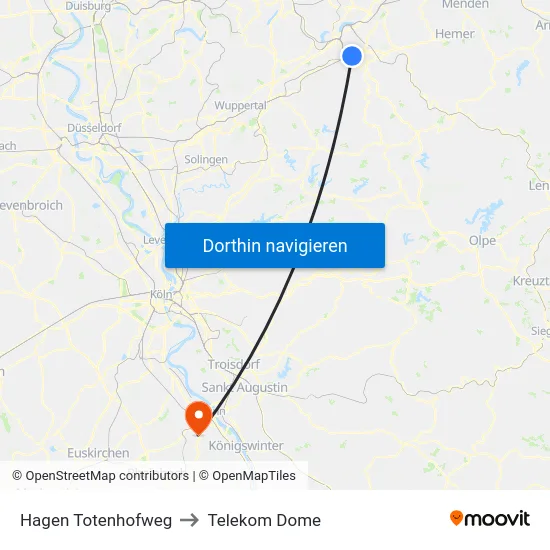 Hagen Totenhofweg to Telekom Dome map