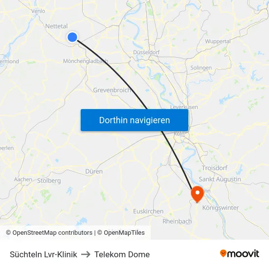 Süchteln Lvr-Klinik to Telekom Dome map