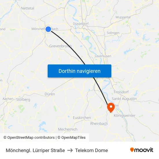 Mönchengl. Lürriper Straße to Telekom Dome map