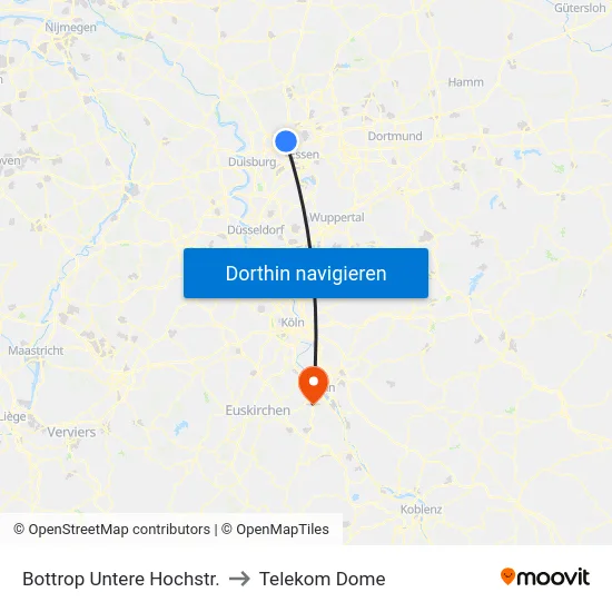 Bottrop Untere Hochstr. to Telekom Dome map