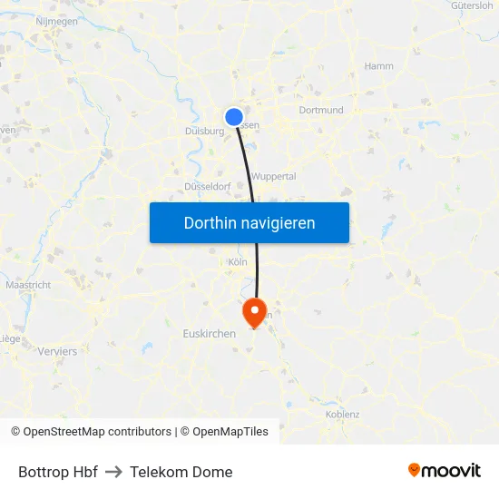 Bottrop Hbf to Telekom Dome map