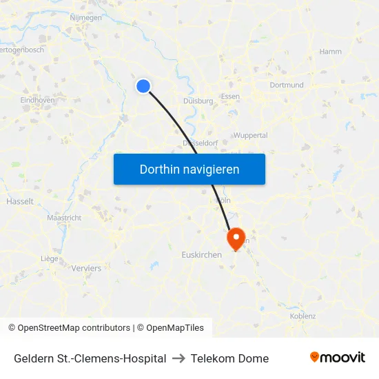 Geldern St.-Clemens-Hospital to Telekom Dome map