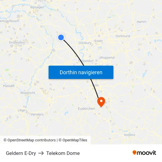 Geldern E-Dry to Telekom Dome map