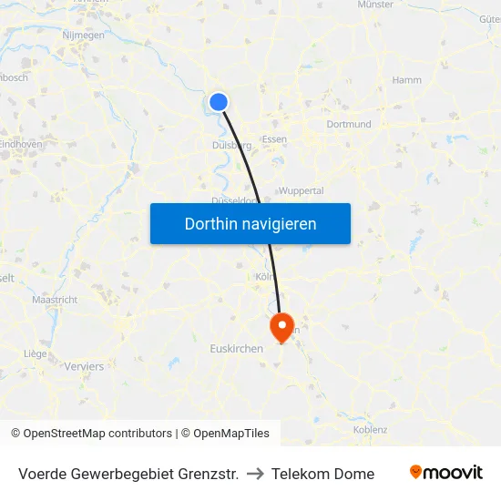 Voerde Gewerbegebiet Grenzstr. to Telekom Dome map