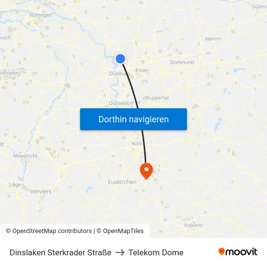 Dinslaken Sterkrader Straße to Telekom Dome map
