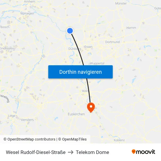 Wesel Rudolf-Diesel-Straße to Telekom Dome map
