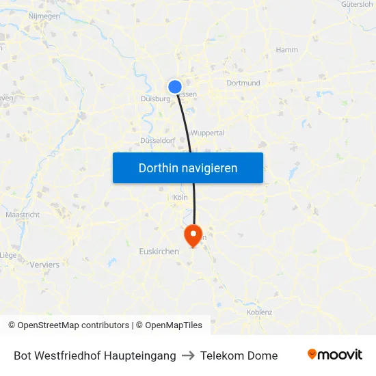 Bot Westfriedhof Haupteingang to Telekom Dome map