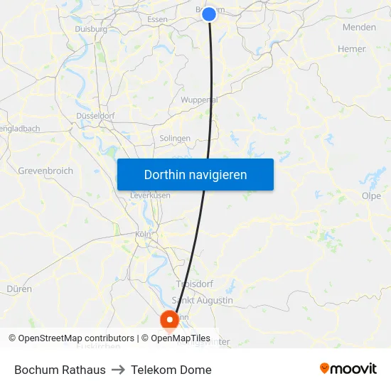 Bochum Rathaus to Telekom Dome map