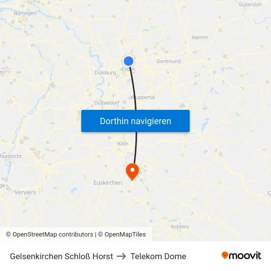 Gelsenkirchen Schloß Horst to Telekom Dome map