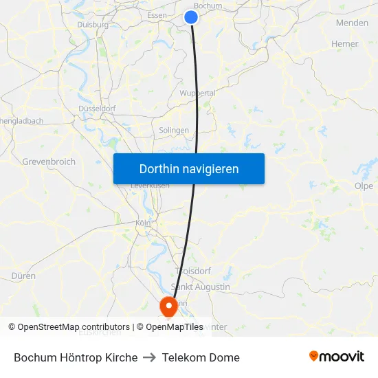 Bochum Höntrop Kirche to Telekom Dome map