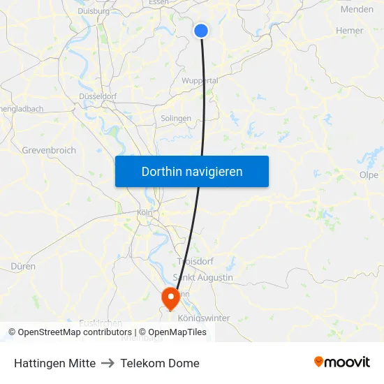 Hattingen Mitte to Telekom Dome map