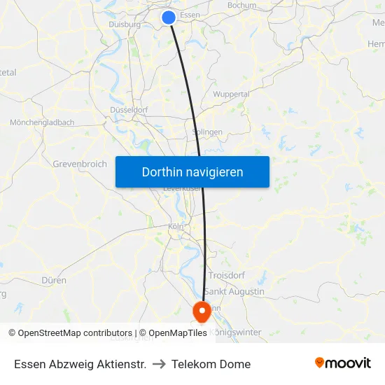 Essen Abzweig Aktienstr. to Telekom Dome map