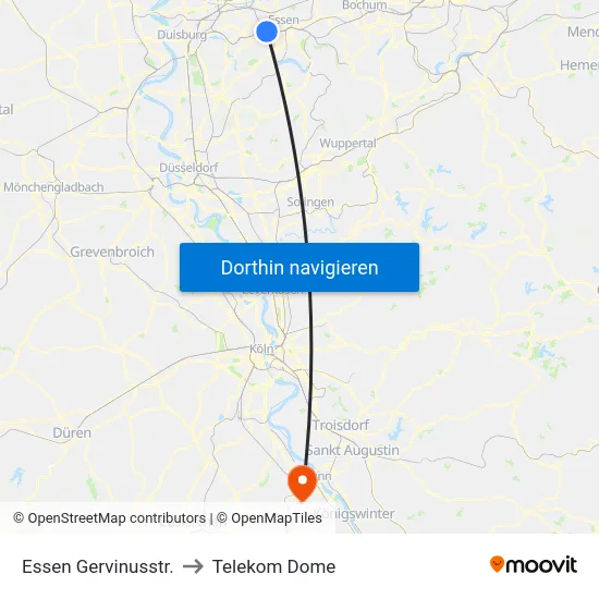 Essen Gervinusstr. to Telekom Dome map