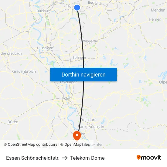 Essen Schönscheidtstr. to Telekom Dome map