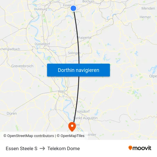 Essen Steele S to Telekom Dome map