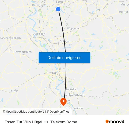 Essen Zur Villa Hügel to Telekom Dome map