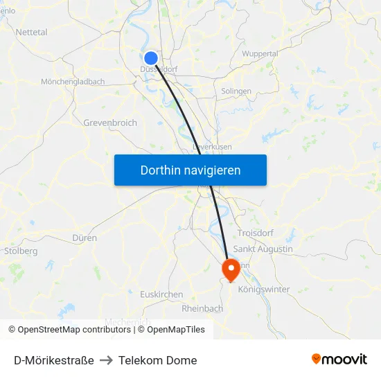 D-Mörikestraße to Telekom Dome map