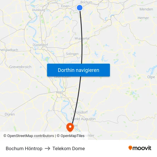 Bochum Höntrop to Telekom Dome map