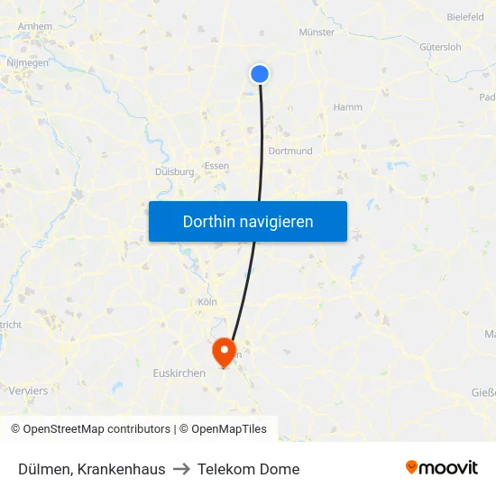 Dülmen, Krankenhaus to Telekom Dome map