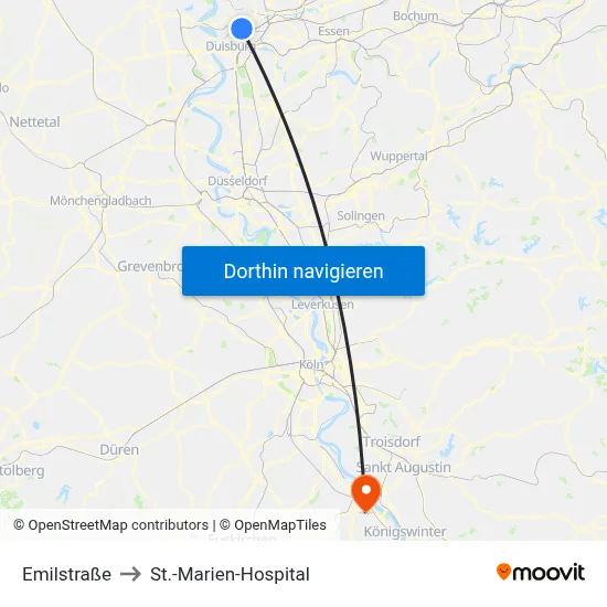 Emilstraße to St.-Marien-Hospital map