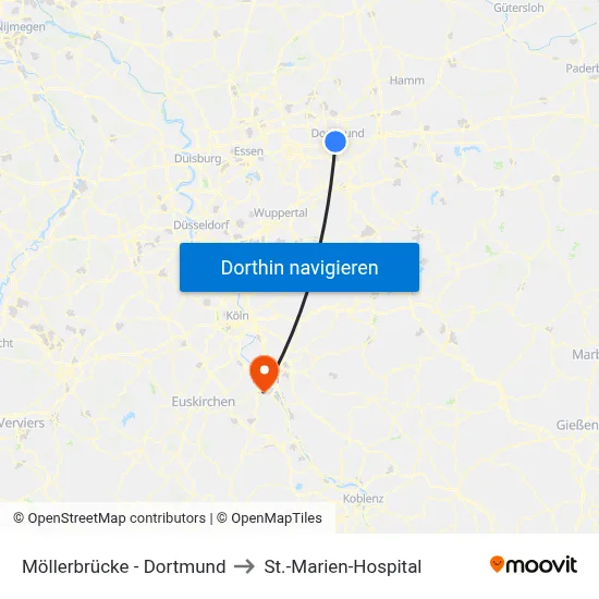 Möllerbrücke - Dortmund to St.-Marien-Hospital map