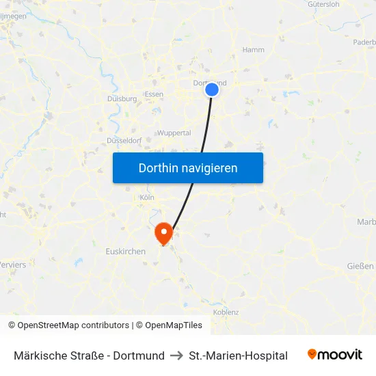 Märkische Straße - Dortmund to St.-Marien-Hospital map