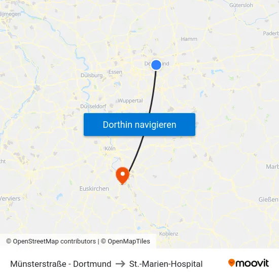 Münsterstraße - Dortmund to St.-Marien-Hospital map