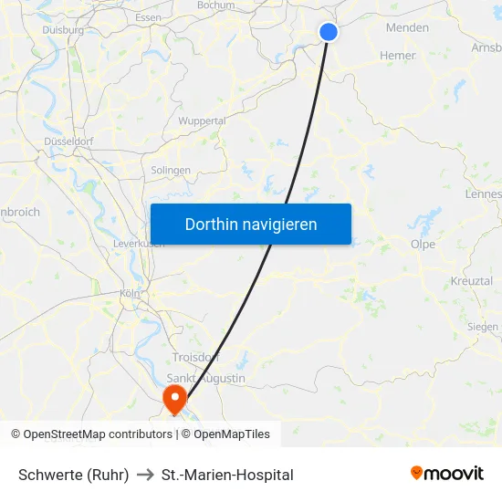 Schwerte (Ruhr) to St.-Marien-Hospital map